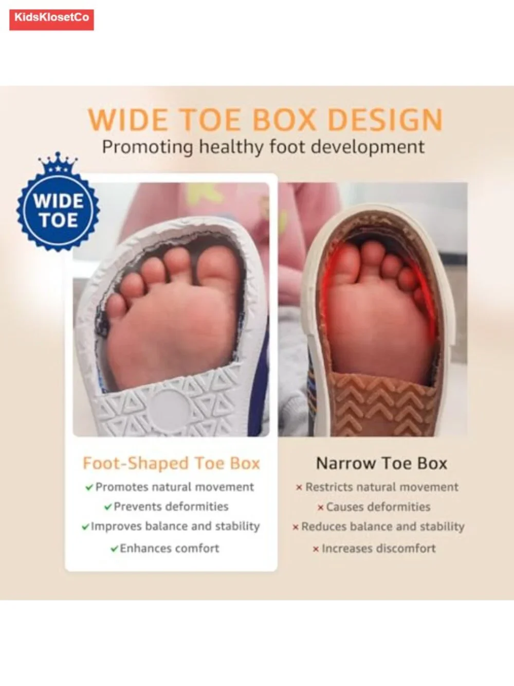 Wide Toe Box Barefoot Sneakers for Toddlers Non-Slip Thin Sole Canvas
